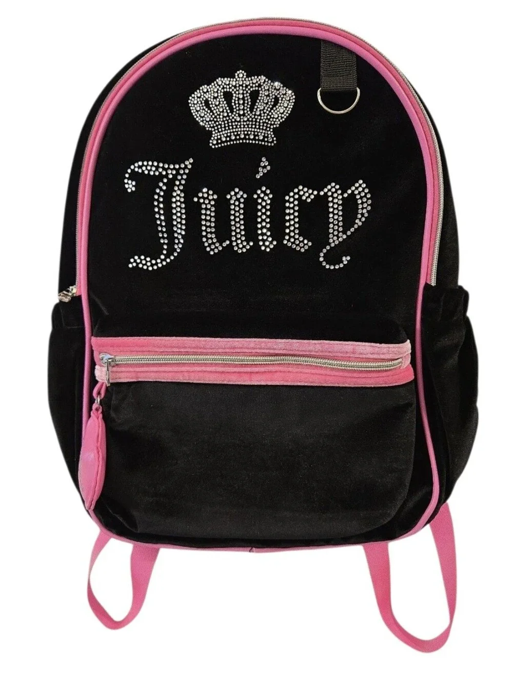 JUICY COUTURE VELVET BACKPACK W/ RHINESTONE LOGO AND CROWN EMBLEM. NWOT.